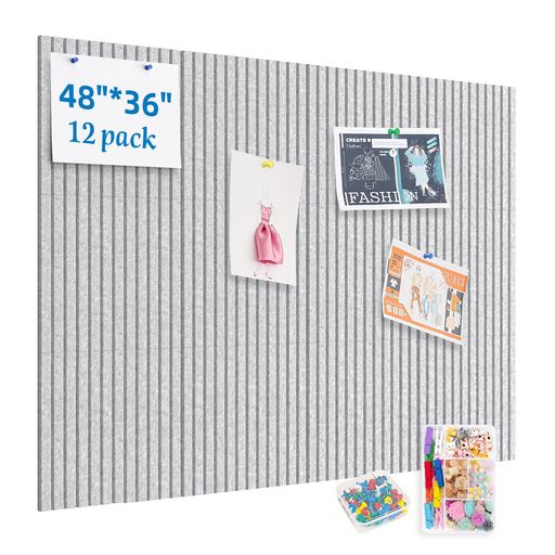 Yunihome壁用大型コルクボード12枚パック90cm*120cmフェルト掲示板壁タイルホームキッチン学校オフィス壁装飾複数色DIY装飾押しピン付き