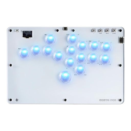 Haute42アケコンレバーレスコントローラーレバーレスアケコンR16ホワイト膝置き可極薄の厚さ天板広めボ..