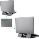 DOMSTAR 超軽量70G ノートパソコンスタンド 非粘着式 折りたたみ式 二段階角度調 放熱穴付き 薄型 持ち運び便利 PCスタンド 11.6-16インチ対応 耐荷重5KG 猫背防止 ダークグレー