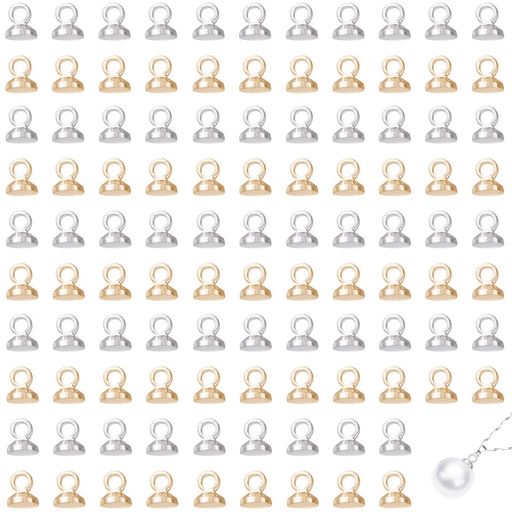 サムコスヒートンキャップ約200個セット2色ピンなしカン付きヒートンビーズキャップ接合金具DIYハンドメイドペンダントイヤリングパーツ丸ヒートンペンダント接続金具アクセサリーパ…