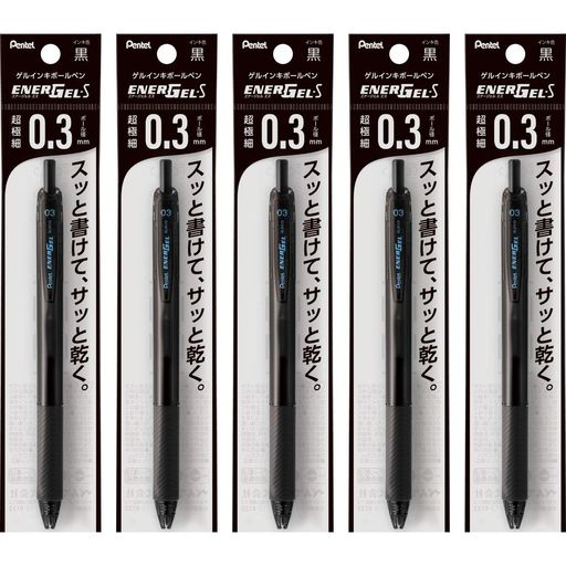 ぺんてる ボールペン ゲルインキ エナージェル エス 0.3mm ブラック軸 XBLN123-A ...