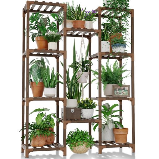 Bamworld フラワースタンド 室内屋外 大型 プランタースタンド 園芸 観葉植物 台 木製花台 ガーデンラック 植物 棚 植木鉢台 ガーデン ベランダ