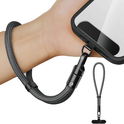 【素材】リストストラップ:高強度ポリエステルロープ;金具:合金;ストラップホール:一体式TPU 【使いやすい】全長約32cm、ストラップの太さ約7mm;360°回転し、調節ボタン付きでハンドストラップの長さを調整可能です。使いやすさも抜群で...