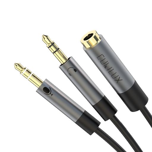 Cubilux3.5mmイヤホン2分配器、4極(TRRS)(CTIA)メス3極(TRS)オスイヤホンマイク変換アダプタ、ヘッドフォン端子分岐スプリッター、PC、パソコ、コンピュータに対応、25cm(2.0)