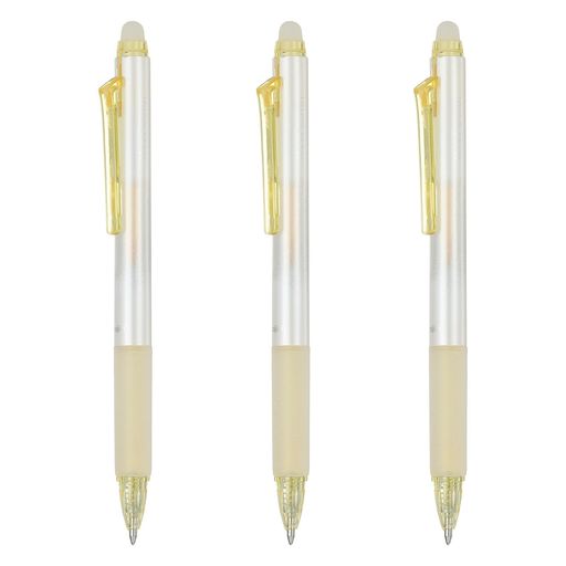 Rakuten - PATIKIL 3本セット 消せるジェルペン 0.5mm 閃光 ノック式 極細 ヒート消え 香り付き スムーズ書き マーカー ストロベリー香り スク ラップブッキング 絵描き ライティング用 淡いイエロー