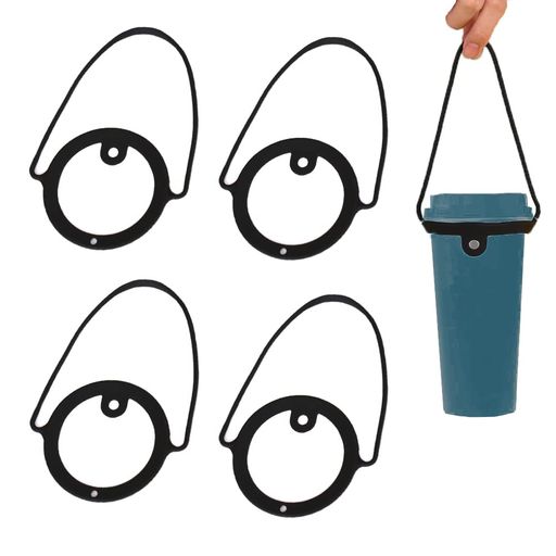 4点セットドリンクカップホルダー再利用可能シリコン製テイクアウトコーヒーキャリア持ち手付きコーヒ..