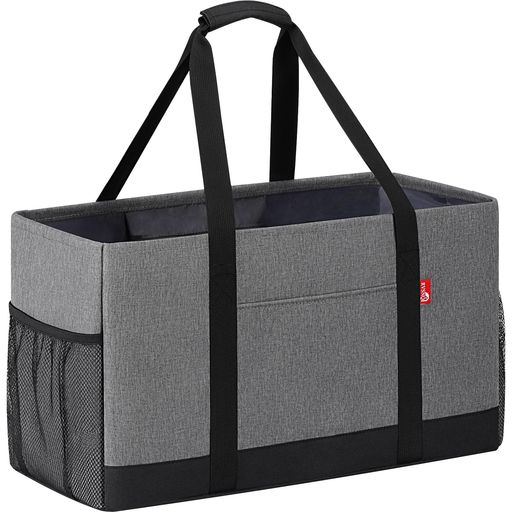 [RVSNQ]トートバッグ自立大容量折りたたみ式エコバッグベースプレート付き繰り返し使える買い物バッグキャンプ、ピクニック、買い物に最適(グレー)