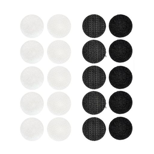 【セット内容】20組セット(黒10組、白10組)【サイズ】直径20mm 【両面テープ付き】強力な両面テープが付いており、樹脂、金属、ガラスなど縫製で取り付けが難しい素材にも簡単に取り付け可能。しっかりと固定でき、作業がスムーズに進みます。 【多用途に対応】リモコン収納や転倒しやすい置物の固定に最適で、車内の整理整頓にも使用可能。手作りのDIYや家庭でのアイデアにも幅広く対応し、日常生活に便利に使えます。 【使いやすさ抜群】付属の両面テープで簡単に貼り付けができ、固定力も強力。特別な工具なしで、誰でも手軽に使用できるので便利です。 【ご注意】使用前に貼り付け面の埃や汚れをしっかり取り除いてから使用することが重要です。高温多湿での保管を避け、接着力が維持できるよう適切に保管してください。