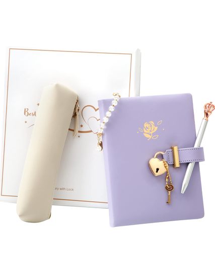 CAGIE鍵付きノート日記帳鍵付き日記b6可愛いノートおしゃれ子供小学生女の子ギフト鍵付き日記帳PUレザ..