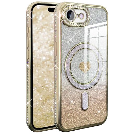 Rakuten - YUYIB スマホケース 対応 iPhone 17e / 16e ケース MagSafe対応 クリア メッキ加工 ドリル ハートシール きらきら ブリンブリン かわいい おしゃれ 軽量 薄型 衝撃吸収 女性 ストラップ穴あり アイ…