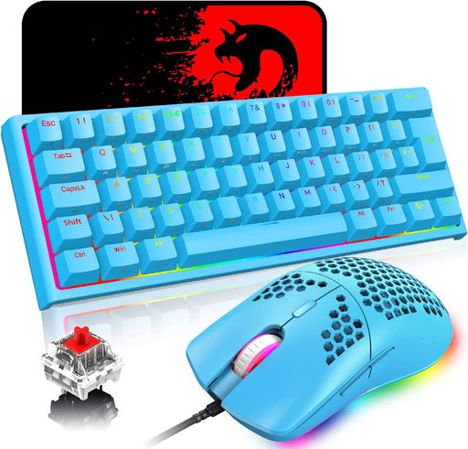 ゲーミングキーボードマウスセットゲーミングキーボード赤軸メカニカルテンキーレス60%コンパクト14種類のRGBバックライト全キー防衝突ゲーミングマウス12000DPITYPEC有線英語配列日本語取扱説明書付き(青) ゲーミングキーボードマウスセットゲーミングキーボード赤軸メカニカルテンキーレス60%コンパクト14種類のRGBバックライト全キー防衝突ゲーミングマウス12000DPITYPEC有線英語配列日本語取扱説明書付き(青)
