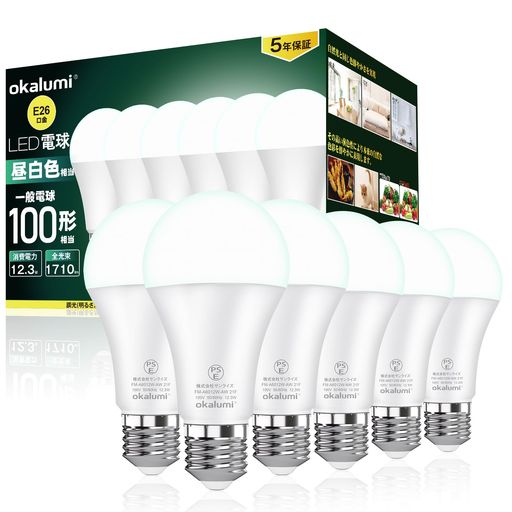 ŬȯԲġOKALUMI5ǯݾLEDŵE26(5000K)100W1710롼(12.3W)⵱...