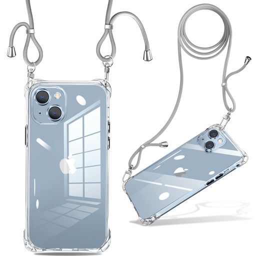 樂天商城 - iPhone14ケースクリアショルダー耐衝撃ストラップ付きスマホケースアイフォン14カバー透明薄型軽量TPUスマホシリコン紐付き斜めがけ織りストラップ付き肩掛け調節可能なショルダークロ…