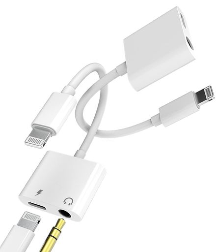 Iphoneイヤホン変換アダプタアイフォン3.5mmジャックケーブルmfi認証(2パック)ライトニングきゅうそく急速充電器イヤフォンコード同時2In1アップルlightning繋ぐあだぷたーあいふぉんヘッドホ…