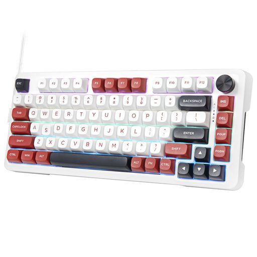 e元素Z82ゲーミングキーボード有線75%メカニカルキーボードホットスワップ対応銀軸ボリュームノブ搭載ガスケットマウント構造アンチゴーストキーRGBPBTキーキャップ・ホットスワップ対…