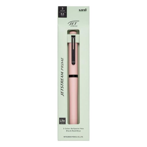 【ジェットストリームプライム ライトタッチインク】回転式3色ボールペン 【芯径】0.5mm 【インク色】黒、赤、青 【特徴】ライトタッチインク搭載。なめらかさを表現した流線形と使いやすさを両立したデザイン 【替芯】SXR-L80-05 【サイズ】168.4x34x23.5mm