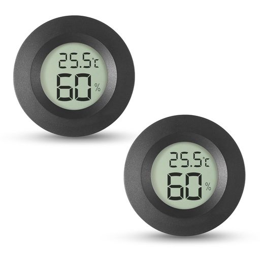 湿度範囲:20%RH~99%RH、精度:プラスマイナス5%RH。温度範囲:-10°C~60°C、精度:プラスマイナス1°C。機敏な反応、毎10秒1回結果を更新します。 コンパクトでポータブル、取り付け簡単:壁に粘着使用可能、或いは穴を開けて、ボックス、バケツ、ガラス瓶などの中に嵌入可能。(注:この製品にはマグネットや吊り下げ穴はありません。) 湿度計の給電はLR44電池1本(中に装着中)で行います。電池1本で2~4ヶ月使用できます。電源スイッチでオフ可能です。 用途が広い:除湿器、加湿器、家庭、オフィス、穴蔵、車、実験室、ガラス容器、温室、爬虫類、保湿ケース、両生動物など適用。 パッケージ内容:湿度計 x 2、LR44電池 x 2(予備用)、両面テープ x 4。