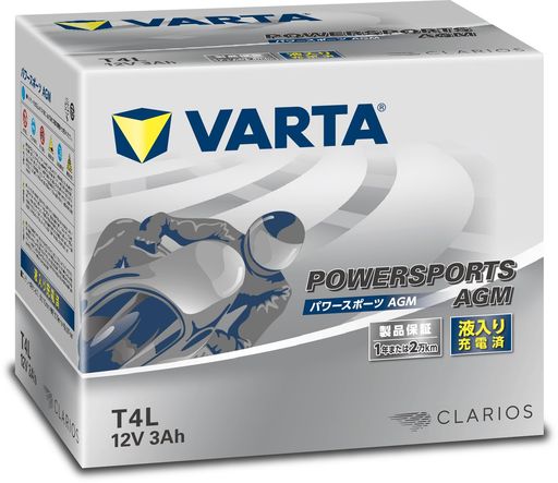 [バルタ] VARTA Powersports AGM T4L バイク用バッテリー 密閉型/液入り充電済/YT4L-BS互換