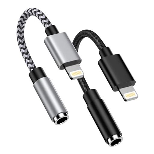 iPhone変換アダプタイヤホンジャックLightning-3.5mmイヤホン変換ケーブルMFi認証/2本イヤホン・ヘッドホンアダプターライトニング3.5mm変換