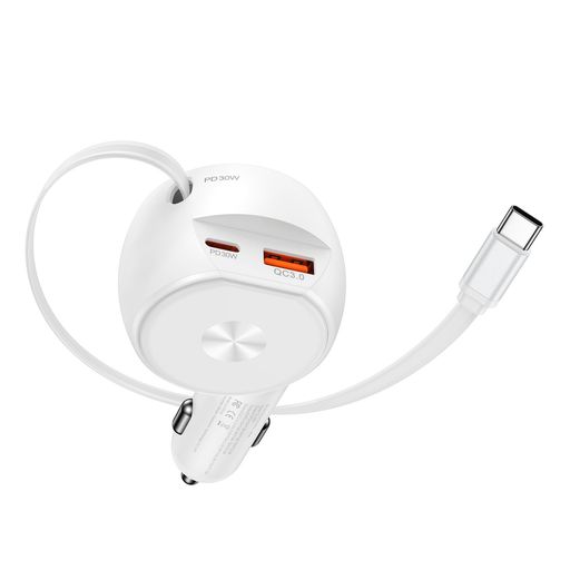 【巻取り式USB-Cケーブル内蔵・車内すっきり整理】USB-Cケーブルを本体に内蔵した巻取り式デザインを採用。使用時だけ引き出し、使用後はワンタッチで収納できるため、車内にケーブルが散らかりません。シフトレバーや足元への絡まりを防ぎ、いつでもスマートで快適な車内空間を維持できます。 【PD30W急速充電対応・移動時間を有効活用】USB-Cポートおよび内蔵USB-CケーブルはPD30W急速充電に対応。iPhone・Galaxy・Pixelなどの対応機器を短時間で効率よく充電できます。ナビ使用中や動画視聴中でも安定した電力供給を実現します。 【最大3台同時充電・家族や友人とのドライブに最適】巻取り式USB-Cケーブル、PD USB-Cポート、QC3.0 USB-Aポートを搭載。スマートフォン、タブレット、ワイヤレスイヤホンなど複数機器を同時に充電でき、家族旅行や長距離ドライブでも充電待ちのストレスを軽減します。 【12V-24V対応・軽自動車からトラックまで幅広く対応】DC12V-24V入力対応。軽自動車、普通車、SUV、ミニバン、営業車、トラックなど幅広い車種で使用可能。