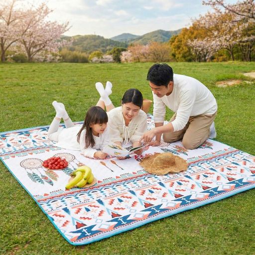 Rakuten - KingCamp レジャーシート ボヘミアン風 防水 大判 200x200cm 厚手 4人用 折りたたみ コンパクト 軽量 遠足 運動会 ビーチ キャンプ アウトドア 公園用 お花見