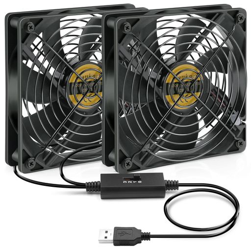 Mauknci静音USBファン12cm3段階風量調整冷却ファン2台1組長時間稼働可5Vファン120mmブラック