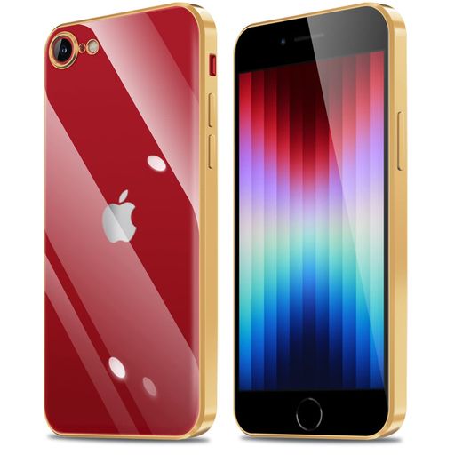 Rakuten - fuweisitong 用の iPhone SE3 SE2 8 7 ケース クリア SE 第3世代 第2世代 スマホケース カバー 耐衝撃 バンパー 透明 薄型 TPU 軽量 人気 メッキ加工 ストラップホール付き(ゴールド)