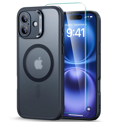 【米軍MIL規格・Magsafe対応】ESRiPhone16Plusケース(4in1)セット半透明マットケーススクリーン保護フィルム付きMagSafe対応軍事保護規格保護力アイフォン16プラスケースClassicシリーズ