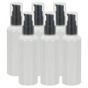 PATIKILトラベルポンプボトル、6個3.4オンス(100ML)リークプルーフ再充填可能な空のディスペンサーコンテナー、シャンプー、トイレタリー、ローション、クリーム用ポンプ付きボトル、ホワ…(3)