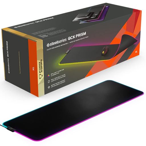 STEELSERIES ゲーミングマウスパッド 2ゾーン RGB イルミネーション 9CM×30CM×0.4CM QCK PRISM CLOTH XL ブラック