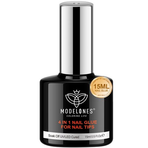 Modelones ネイルグルー ネイルチップ接着剤 15ml 4-IN-1 ネイルチップ用グルー&ベ...