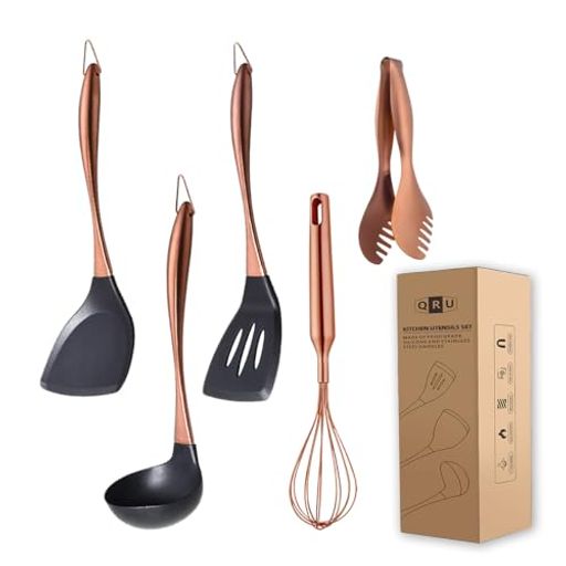 キッチンツールセット5点セットシリコン製調理器具セットステンレス製ハンドル一人暮らしシリコンター..