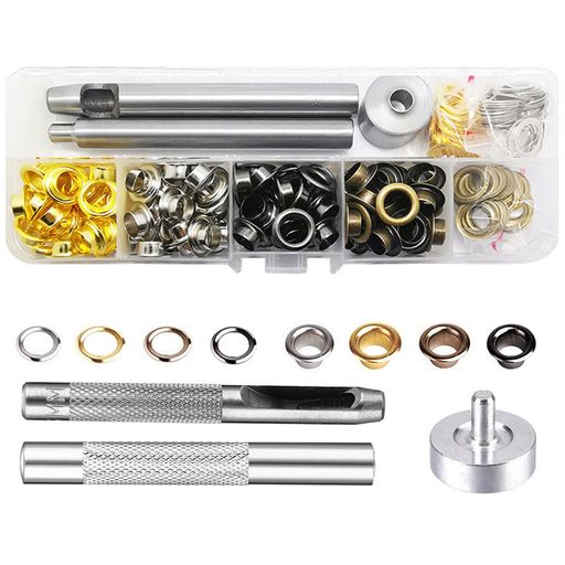 樂天商城 - レザークラフト工具ハトメキット4種色200組5mm両面ハトメキット底鋲打ち具セット穴あけ打ち具パーツDIY手作りハンドメイドベルト布革細工靴収納ケース付き