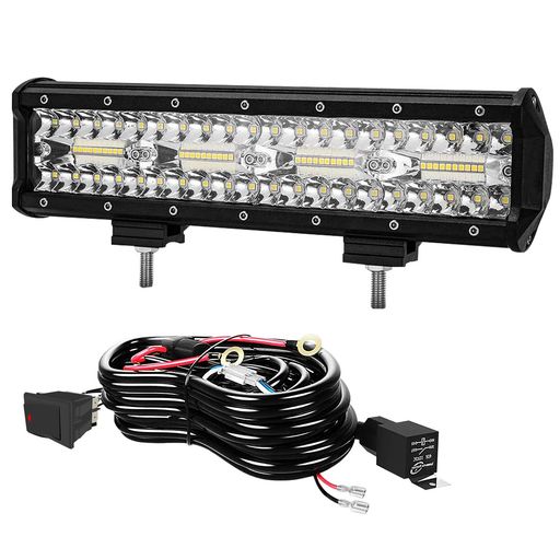 作業灯 LED ライトバー 車 LED ワークライト12V 12インチ 180W 12V-24V兼用 IP67防水 広角/狭角 ホワイト リレーハーネス付き 車外灯/前照灯/バックライト オフロード フォークリフト 船舶/軽トラ/農業機械 TURBOSII