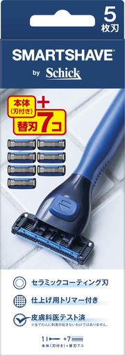 SMARTSHAVE スマートシェーブ 5枚刃 コンボパック (ホルダー (刃付き)+ 替刃7コ) シック カミソリ 髭剃り