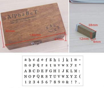 スタンプセット アルファベット＆数字スタンプ70個 英字 数字 木箱入り イニシャル アンティーク 名前 日付 ケース かわいい ゴム印 アルファベット 楷書体 英数字 木製 年賀状 はんこ