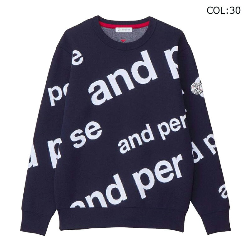 アンパスィ and per se AMF2324B1 メンズ クールネックセーター ソリストヒート 吸湿発熱 手洗い可 ゴルフウェア スポーツウェア 秋冬