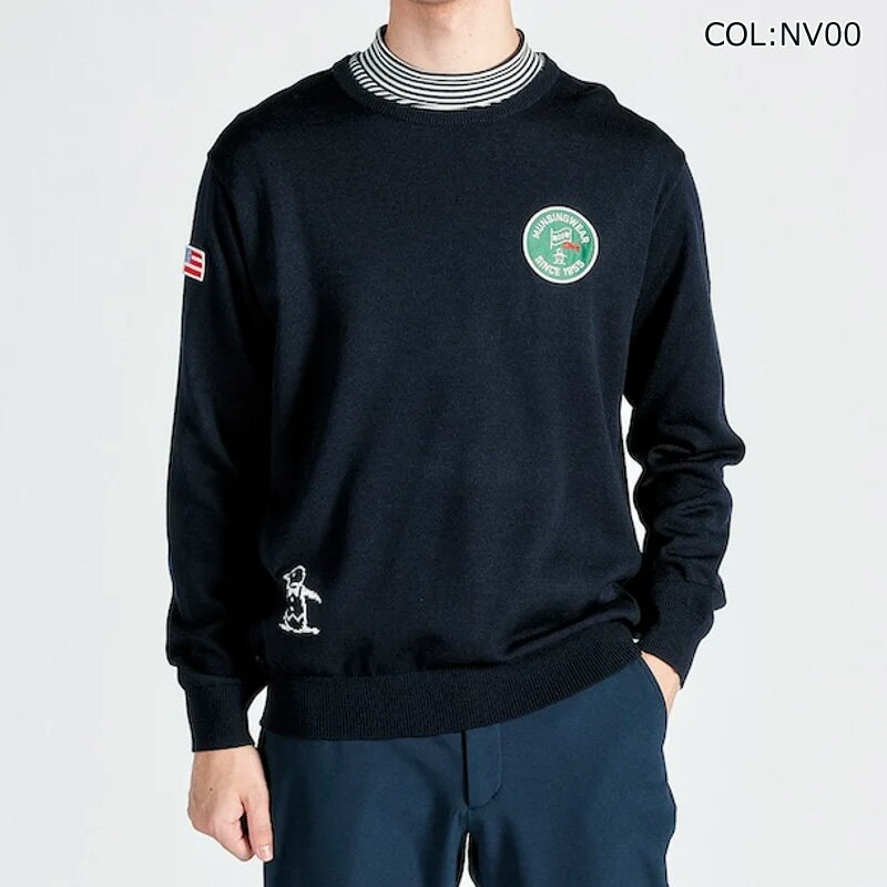 マンシングウェア Munsingwear MG4FST25M メンズ ワッペンセーター 吸湿発熱 ゴルフウェア スポーツウェア 秋冬