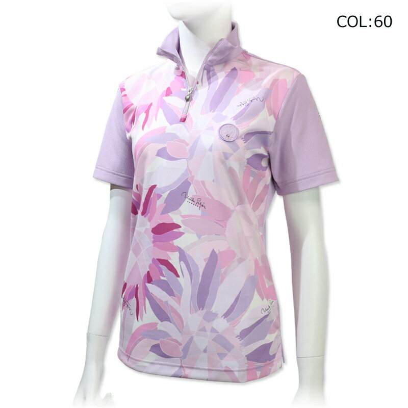 ミラショーン milaschon 7343274257 レディース 半袖 ハーフジップ ポロシャツ ストレッチ ゴルフウェア スポーツウェア 春夏