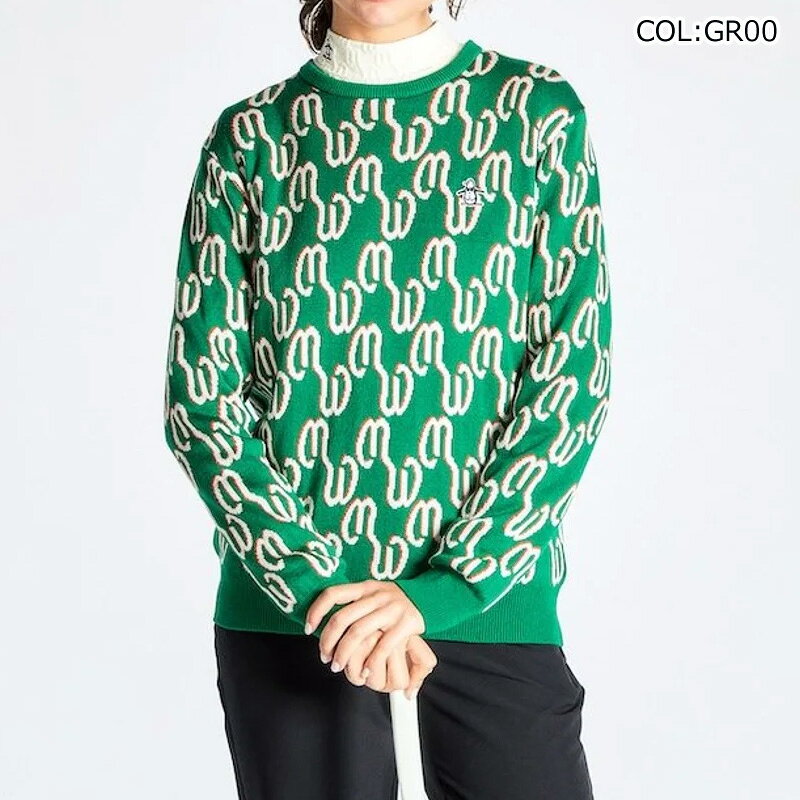 マンシングウェア Munsingwear MG4FST52L レディース 長袖 セーター 丸首 手洗い可能 ストレッチ ゴルフウェア 秋冬