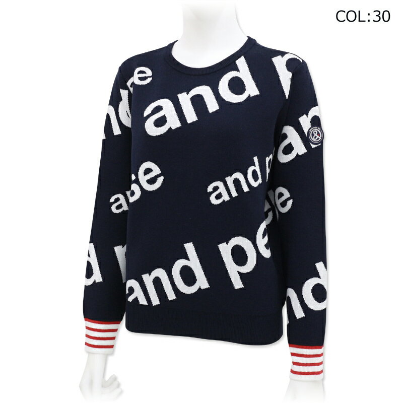 アンパスィ and per se AFF2324B1 レディース 長袖 セーター クルーネック 吸湿発熱 ストレッチ ゴルフウェア スポーツウェア 秋冬