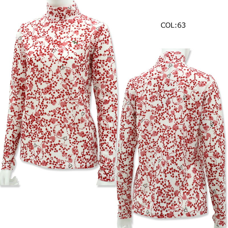 ヒールクリーク Heal Creek 002-22112 レディース 長袖 シャツ ハイネック ハート柄 ゴルフウェア スポーツウェア 秋冬春