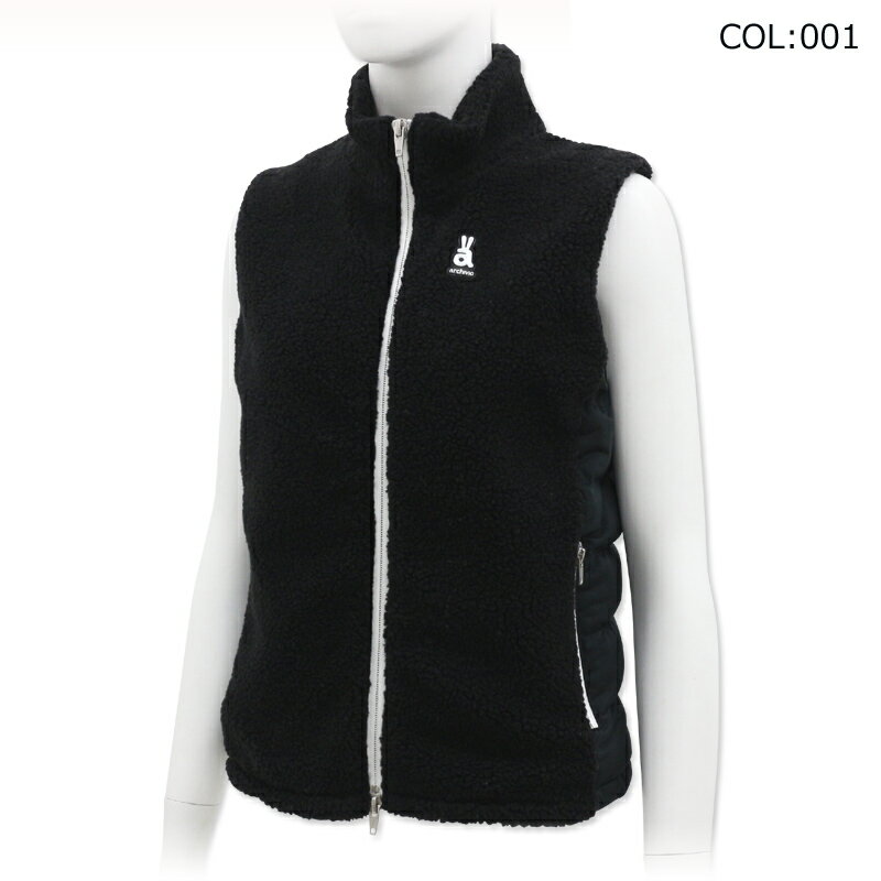 アルチビオ archivio A414209 レディース アウター 中綿 ベスト ボア切替 ストレッチ ゴルフウェア スポーツウェア 秋冬