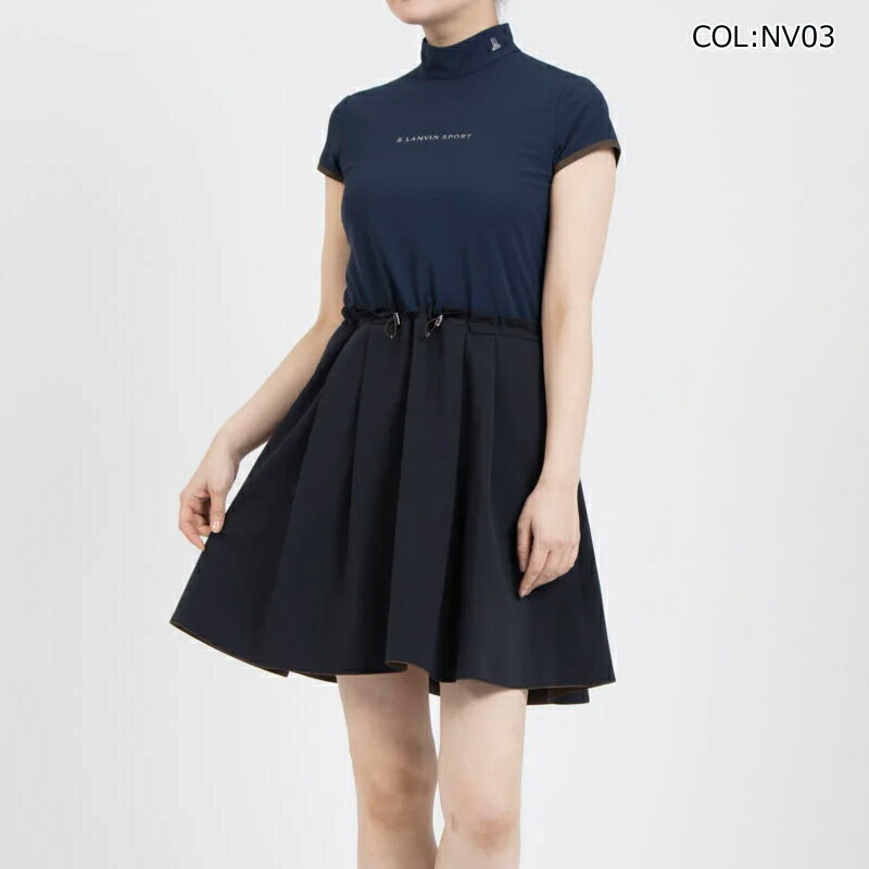 【ネコポス配送可能】ランバン LANVIN VG5SOP41L レデース 吸汗 UVカット ストレッチ ワンピース モックネック 半袖シャツ ゴルフウェア スポーツウェア 春夏