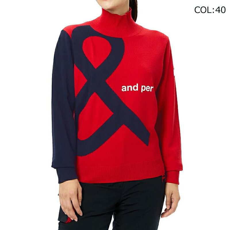 アンパスィ and per se AFF2604B4 レディース ハイネックセーター ソリストヒート袖 防風 ストレッチ 軽量 手洗い ゴルフウェア スポーツウェア 秋冬