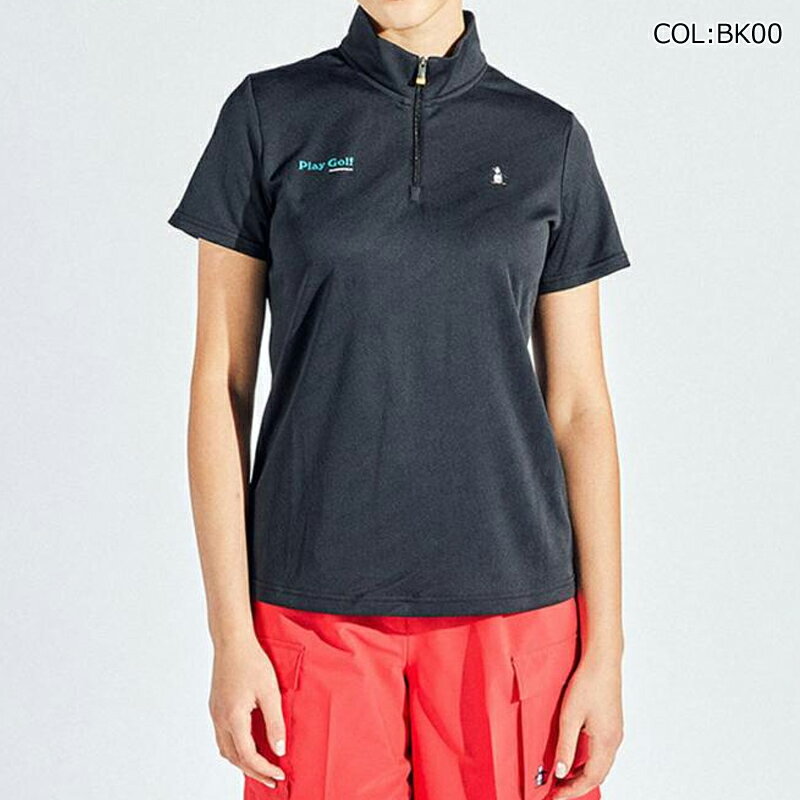 【ネコポス配送可能】マンシングウェア Munsingwear MG5SHS53L レディース 半袖 ハーフジップシャツ UVカット 吸汗速乾 ストレッチ ゴルフウェア スポーツウェア 春夏