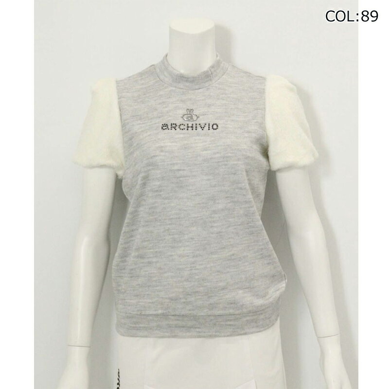 2025年秋冬モデル アルチビオ archivio A519005 レディース 半袖 プルオーバー 袖ファー カジュアル ゴルフウェア スポーツウェア 秋冬