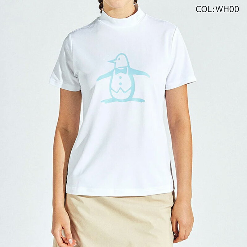 【ネコポス配送可能】マンシングウェア Munsingwear MG5SHS92L レディース 半袖 モックネックシャツ ビックロゴ UVカット クーリング ストレッチ ゴルフウェア スポーツウェア 春夏