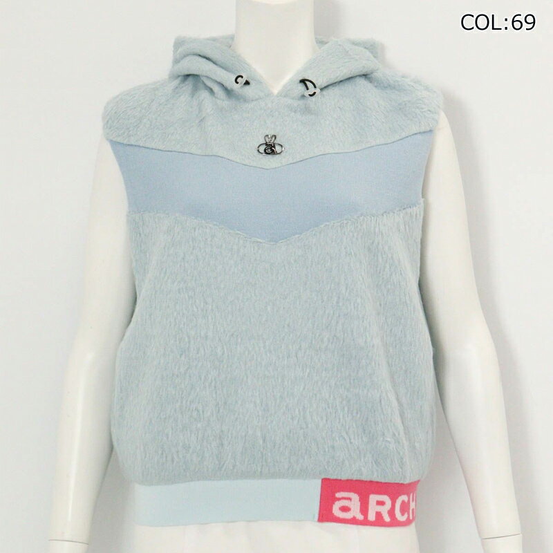 2025年秋冬モデル アルチビオ archivio A519008 レディース ベスト フード付き シャギーベスト 裏地付き ゴルフウェア スポーツウェア 秋冬