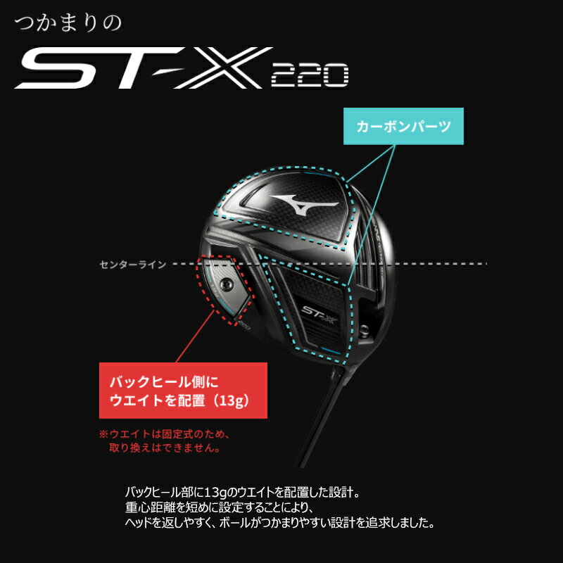 ミズノ (MIZUNO) 5KJTB49651 ST-X 220 ドライバー (10.5°) 右用 カーボンシャフト (TOUR AD GM、Diamana MM、Air Speeder FM) つかまりのST-X